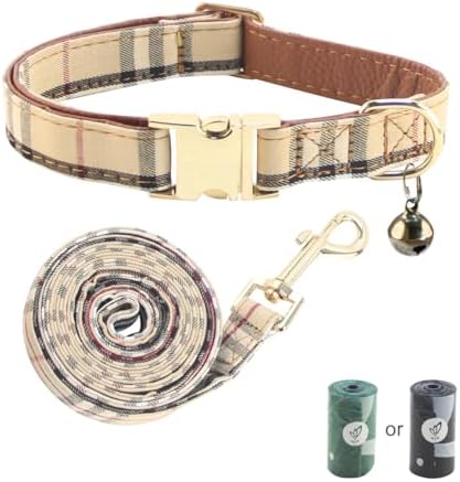 Yizepet Dog Collar and Leash- Adjustable pet Collar for Dogs with Metal Buckle Collar, Stylish Pattern for Small Medium or Large Boy and Girl Dog and Cat