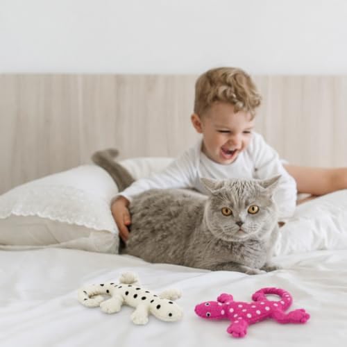 Glaciart One Felt Lizard Cat Toy – 2 Pcs | Soft Fuzzy Enrichment 100% Natural Wool - Interactive Catnip Play Cat Toy Set - Safe for Pets, Non-AZO Colored Dyes