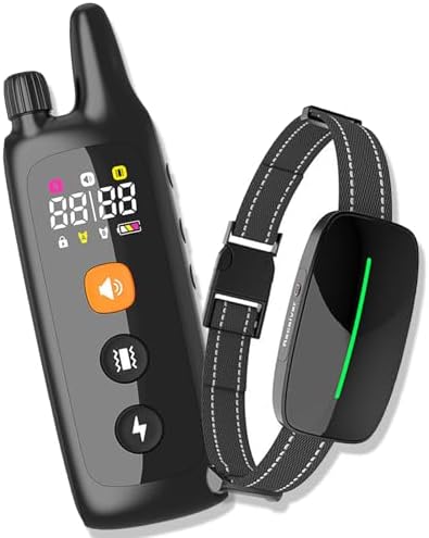 PWireless Dog Training Collar Innovative IP67 Waterproof Stop Barking Device with 3 Training Modes and 2 Channels Rechargeable Remote Control Dog Shock Collar for All Breeds, Black