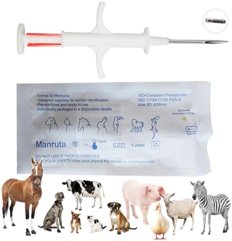 Animal ID Microchip for Dogs Cats Horses Pigs Cows 20 Pack 2.12X12mm ISO11784/ISO11785/FDX-B Pet ID Tags, 15 ID Microchip