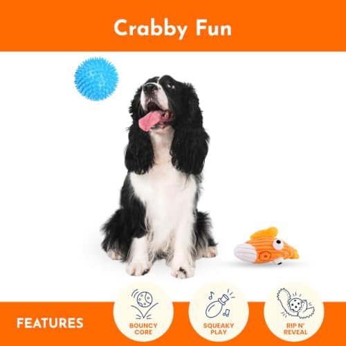 Dog Toys for Small Dogs, Squeak Plush Dog Toy with Crinkle Fins for Medium Breeds, Tough Stuffed Animal Puppy Chew Toys for Teething, Interactive Pet Supplies to Keep Them Busy