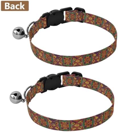 Boho Ethnic Kitten Collar with Bell 2 Pack Puppy Collar Adjustable Length 10.6" to 17.1"