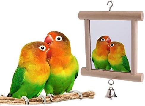 Litewoo Bird Mirror with Bell Parrot Swing Interactive Play Toys, 1PC