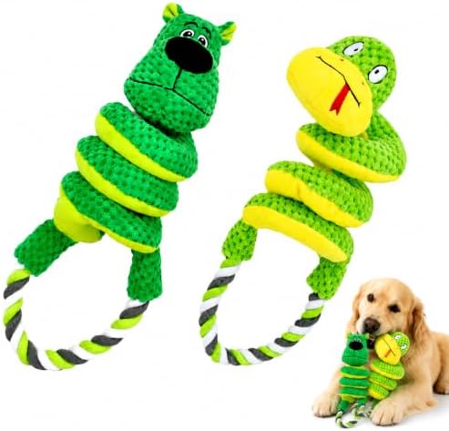 2 Pack Squeaky Dog Toys with Pull Rope Plush Tug Toys for Dogs, Colorful*H