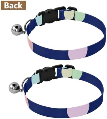 Rainbow Colorful Polka Dot Blue Collar for Kitten, 2 Pack Cat Collar with Bell