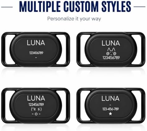 Personalized Dog Collar Holder(2 Pack) for Galaxy Smarttag2,Customized with Name and Phone Number for Pet Cat,Waterproof Silicone Protective Cover Case Accessory for Samsung Galaxy Smart tag2 (Black)