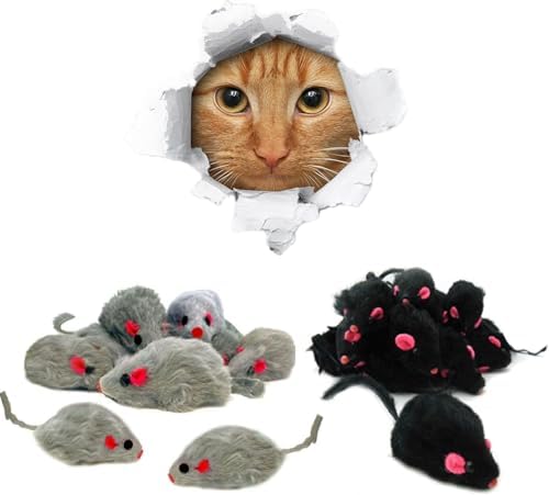5Pcs Gray Fur Rattle Mouse Cat, Interactive Pet Play Mice, Animal for Cats, Pet Supplies