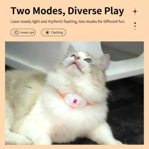 Rechargeable Laser Collar Toy. 41° Adjustable Head, & 2 Play Modes. Lightweight TPU Collar Fits Most Cats. Perfect Self-Play Toy for Home & Work. (Pink 2pcs)