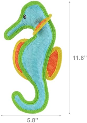Tuffy® - DuraForce® : Seahorse Dog Toy: Ultra Durable Plush Toy with Multiple Layers & Reinforced Seams, Washable and Floats, DuraForce® Construction