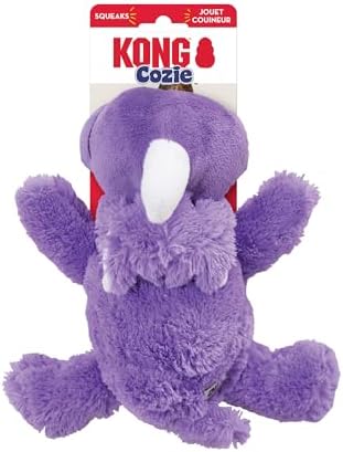 KONG Cozie Plush Dog Toys 2 Pack – Durable & Soft Squeaky Toys for Medium Dogs – Assorted Animal Characters (Rosie The Rhino)