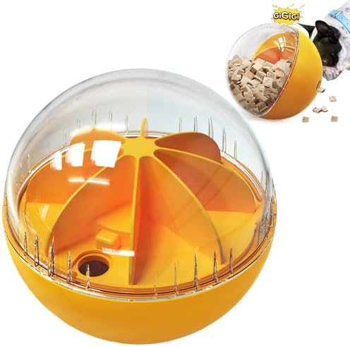 Enrichment Interactive Dog Treat Toy - Level 1 Mental Stimulation for Dogs，Mentally Stimulating Dog Toys for Boredom Busy (Beginner-Orange 5.6" Squeaky Ball)