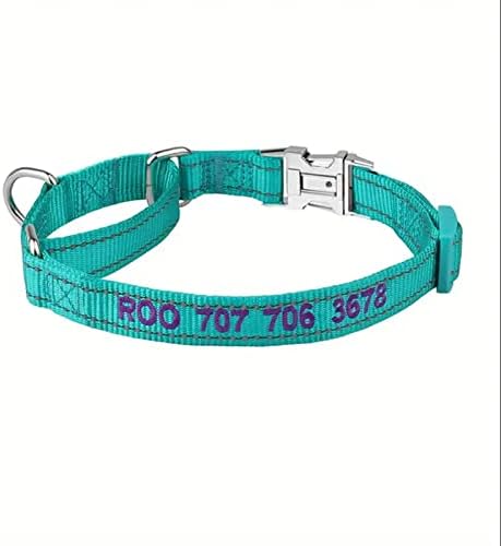 Personalized Martingale Dog Collar-Reflective Martingale Collars with Buckle, Custom Training Martingale Dog Collars Embroidered with Name and Phone Number for Small Medium Large Dogs