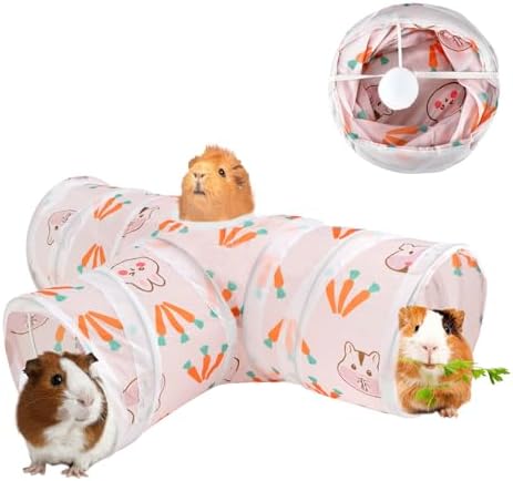 YUEPET Bunny Tunnels & Tubes, Collapsible 3 Way Rabbit Hideout Tunnel