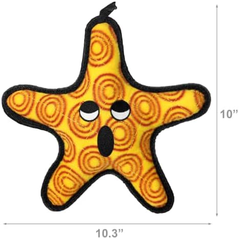 TUFFY® : 2 Pack Starfish Dog Toy: Ultra Durable Plush Toy with Multiple Layers & Reinforced Seams, Washable and Floats, Original Construction