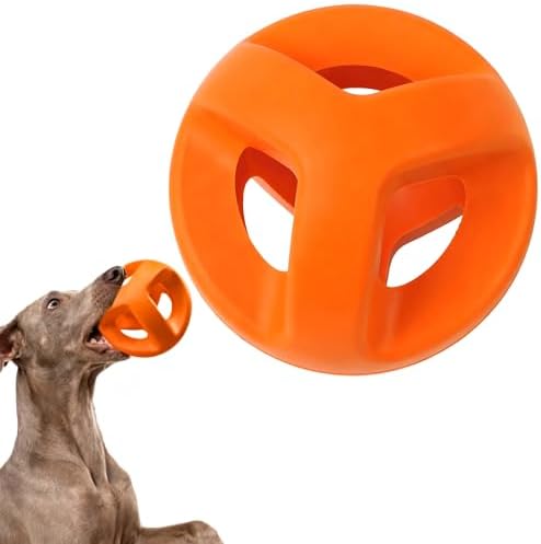 Fida Natural Rubber Dog Balls for Aggressive Chewers, Durable Dog Chew Toys for Large Dogs, Interactive Fetch & Tug of War Toys for Medium Large Breed Non-Toxic Dish Washable,4.5 * 4.5"
