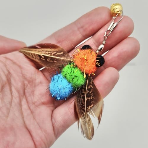 miwoowim 6PCS Bee Feather Cat Wand Refills, Interactive Teaser Replacements