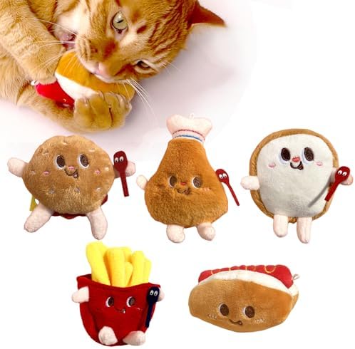5 Pack Catnip Toys,Hamburger Shape Crinkle Toys for Indoor Cats