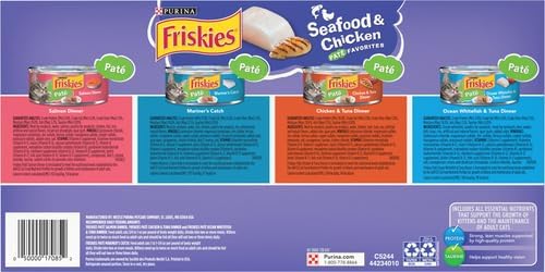 Friskies Purina Pate Wet Cat Food Variety Pack Seafood and Chicken Pate Favorites VP - 5.5 oz. Cans,(Pack of 80)