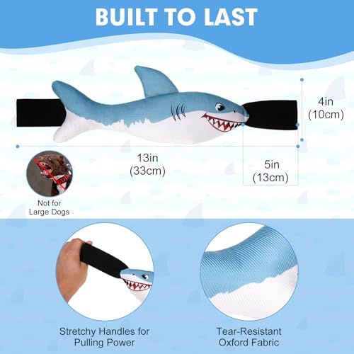 BINGPET Interactive Dog Toys for Small Dogs, Squeaky Dog Chew Toys to Keep Them Busy, Tug of War Puppy Training Toys for Chewers, Small & Medium Dogs, Fetch Lovers, Durable Puppy Necessities, Shark