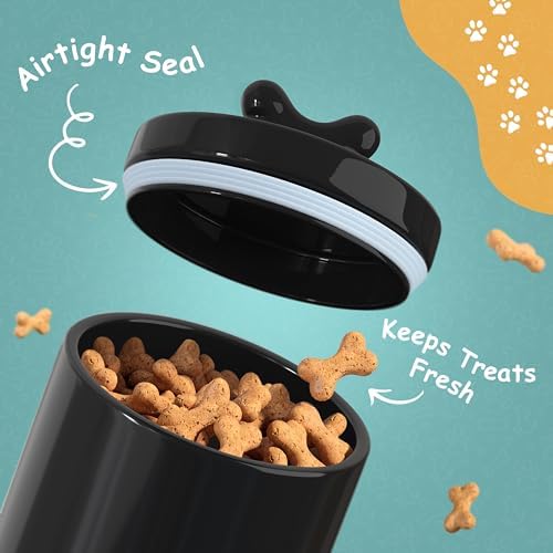 Barnyard Designs Ceramic Dog Treat Container with Airtight Lid (Black)