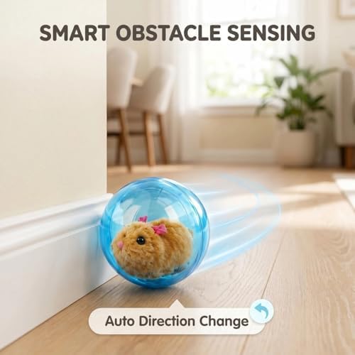 Self-Rolling Interactive Cat Ball Automatic Interactive Cat Toys for Indoor Cats 360° Rolling Smart Cat Chase Balls Toy Motion Activated Cat Enrichment Toys to Keep Them Busy (Pink Ball+White Rabbit)