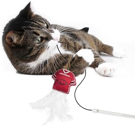 Pets First NCAA Arkansas Razorbacks Team Jersey Wand with CAT NIP, Cat Toy Jersey Shaped Plush Teaser Toy for Cats & Kittens - Interactive Pet Toy for Play & Exercise