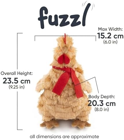 Fuzzl Plush Super Soft Cheeky Chicken - Golden Brown Dog Toy & Comforter – Cuddly Plush with Squeaker, Gentle Dog Toy for Puppies & Small to Medium Dogs