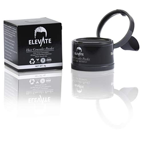 ELEVATE Hair Line Powder Instantly Conceal Hair Loss for Thinning Areas - Shadow Makeup - Root Cover Touch Up with Puff Touch - Instant Gray Coverage for Men and Women (Black)