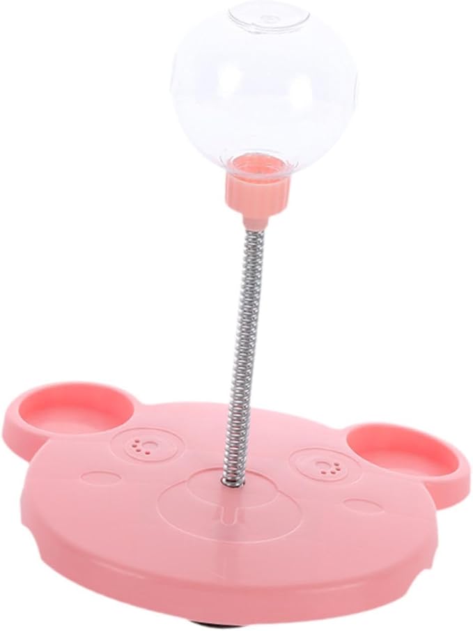 Dog Cat Slow Feeder Toy Kitten Treat Toy Leaking Food Training Ball Food Treat Dispenser Feeding Toy for Outdoor Kitten, Bear, Pink