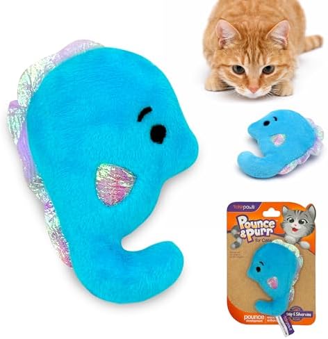 Catnip & Silvervine Plush Cat Toy for Kittens - Seahorse