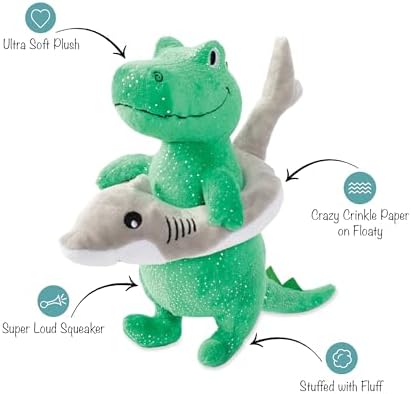 Fringe Studio Plush Dog Toy, Shark Week REX (289879) for All Breed Sizes
