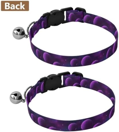 Cosmic Scene Purple Planets Cat Collar Breakaway with Bell 2 Pack Puppy Collar Adjustable Length 10.6" to 17.1"