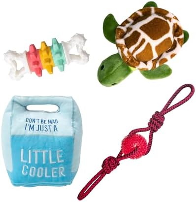 Snugarooz Toy Box Takeover for Small Breeds – Spikey Baby, Twist & Shake Nylon Bone, Baby Shelldon & Lil Cooler – Mixed Texture Playset for Chewing, Cuddling & Fun