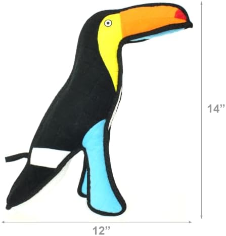TUFFY - World's Tuffest Soft Dog Toy - Zoo Toucan - Multiple Layers. Made Durable, Strong & Tough. Interactive Play (Tug, Toss & Fetch). Machine Washable & Floats