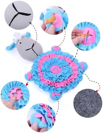 Pet Snuffle Mat Dog Foraging Food Mats Interactive Feeding Puzzle Toy Animal Design Fleece Slow Feeder Treat Dispenser for Dogs Rabbits Guinea Pigs (Sheep)