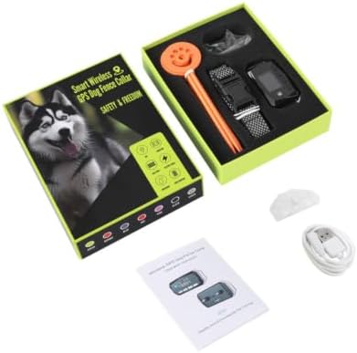 Humane GPS Dog Fence Collar, No Base Station Wireless Pet Containment System, IP67 Waterproof Training Collar with Beep, Vibration & Static Shock, Adjustable Virtual Boundary for Medium & Large Dogs