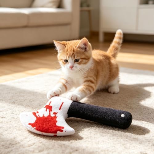 4 Pcs Halloween Squeaky Dog Toy Plush Knife Dog Chew Toys Plush Cat Playing Toys Teeth Grinding Pet Training Toy for Dog Cat Relief Decompression