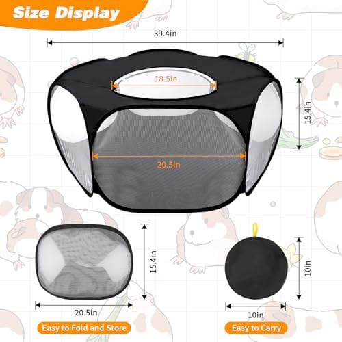 Rypet Guinea Pig Playpen Pop-Up, Outdoor Yard Fence for Pets,Tent Black