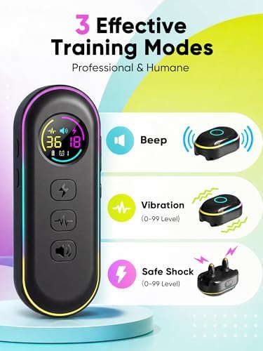 Dog Training Collar with 1300FT Remote, IPX7 Waterproof, 3 Modes