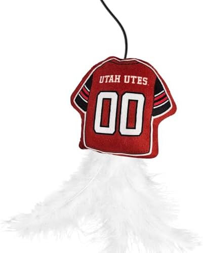 Pets First NCAA Utah Utes Team Jersey Wand with CAT NIP, Cat Toy Jersey Shaped Plush Teaser Toy for Cats & Kittens - Interactive Pet Toy for Play & Exercise
