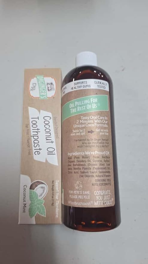 Coconut Oil Whitening Toothpaste 4oz and Mouthwash 14oz -Set (Manufacturer Packaged)