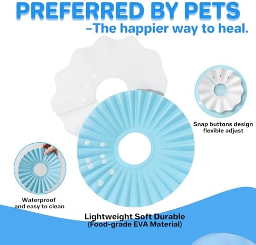 2 Pieces Soft Cat Cone Collar – Adjustable Lightweight Recovery E-Collar to Stop Licking, Scratching & Biting After Surgery, Comfortable Wound Healing Cone Alternative (Blue, S)