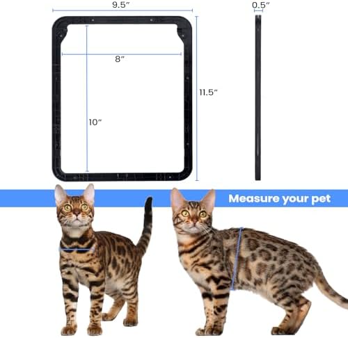 Cat Door for Screen Door, Small Dog Screen Door, Magnetic Flap Doggy Door for Sliding Door, Lockable Cat Screen Door, 10”*8”*0.5 Inch