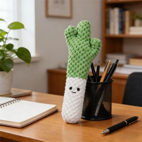 Squeaky Veggies Stuffed Dog Toy Crinkle Plush Interactive Chew Toy for Small Medium Dogs Soft Teething Puppy Toy with Sound Mental Stimulation Birthday Pet Gift (Welsh Onion)