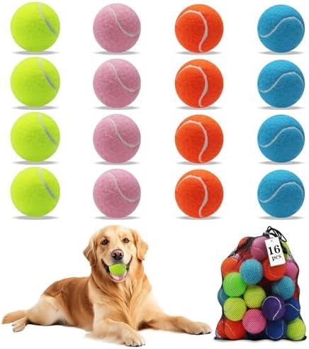 Magicorange Tennis Balls for Dogs,Colorful Easy Catching Dog Balls,16 Pack