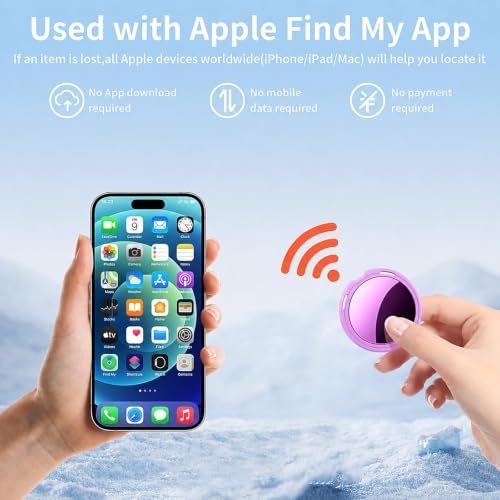 2 Pack Tracker Tags Finder Apple Find My MFi Certified Waterproof iOS Only | Bluetooth Air Smart Tags Item Finder Locator Worldwide Tracking for Key Pets Wallet Backpack Dogs Luggage Replaceable Battery