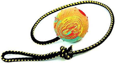 Dingo Dog Ball with Long Rope, Natural Rubber, Color May Vary 26in