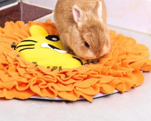 Pet Snuffle Mat Dog Foraging Food Mats Interactive Feeding Puzzle Toy Animal Design Fleece Slow Feeder Treat Dispenser for Dogs Rabbits Guinea Pigs (Lion)