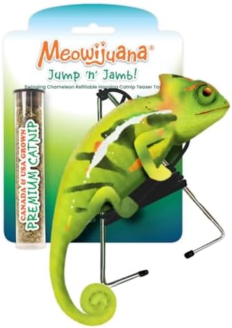 Meowijuana Jump 'n' Jamb Chameleon Door-Hanging Cat Toy | Refillable