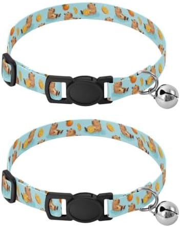 Cute Capybaras Oranges Pet Collar 2 Pack Collars for Puppies Adjustable Length 10.6" to 17.1"